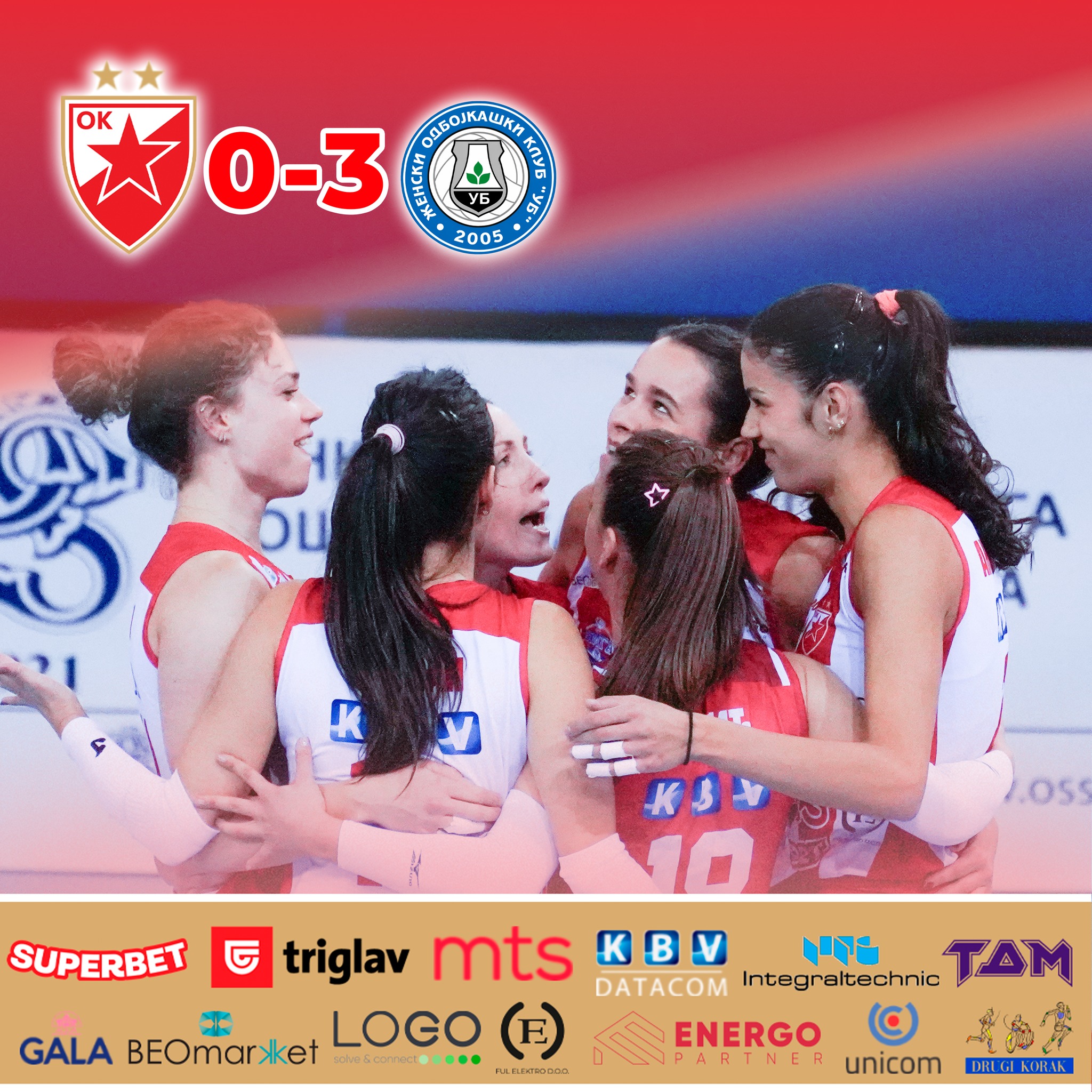 🔴⚪ Уб бољи у првој утакмици четвртфинала Купа ⚪🔴
Наше девојке нису успеле да савладају освајача Суперкупа на нашем терену.
У првој утакмици 1/4 финала Купа Србије Уб је био бољи од Црвене звезде резултатом 0-3, по сетовима 21:25, 19:25 и 17:25.
Најефикаснија код наших девојка је била Катарина Станковић са 16 постигнутих поена, 10 је додала Нађа Антоновић, 7 поена је постигла Магдалена Обућина, 6 Љубица Кецман, Цветомира Миткова је постигла 4 поена, док је Исидора Јаковљевић додала 1 поен.
Незгодан пораз од искусне екипе Уба, остаје друга утакмица четврфинала која ће се играти за две недеље у Убу и где је нашим девојкама потребна победа да изборе златни сет и шансу за пласман у полуфинале.
Пре тога нам за викенд у госте долази увек неугодна екипа Јединства из Старе Пазове.
#ossrb #crvenazvezdabeograd #redstar #odbojka #volleyball